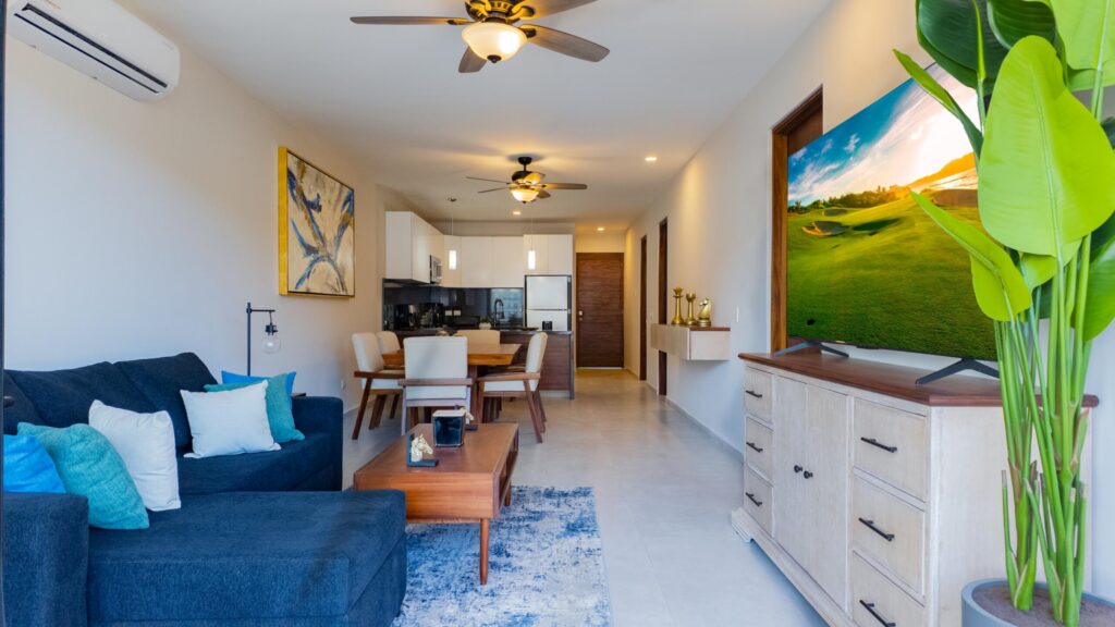 Los Cabos Vista Mare Condo for sale at Vista Mare, Cabo San Lucas, located on the third level within a private residential community in the Sunset area, one of Cabo's fastest-growing zones. Enjoy a peaceful setting just minutes from downtown, the Marina, restaurants, cafés, shops, supermarkets, and entertainment. This unit offers 111.15 m² total, including 97.65 m² of air-conditioned interior space and a 13.5 m² private terrace. It features 2 bedrooms, 2 full bathrooms, living and dining areas, an equipped kitchen, A/C, and 1 underground parking space. Vista Mare offers a gym, 2 pools, jacuzzi, and firepit social area. Ready for delivery. Price: – Don Alberto, Cabo San Lucas, BS